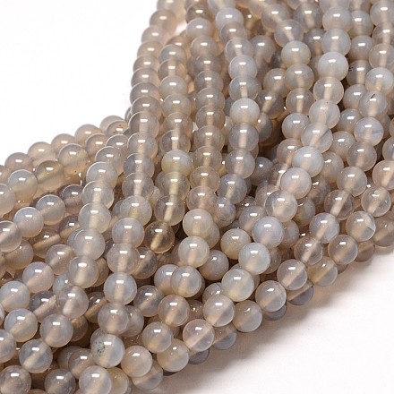 Natural Grey Agate Round Bead Strands G-P072-10-10mm-1
