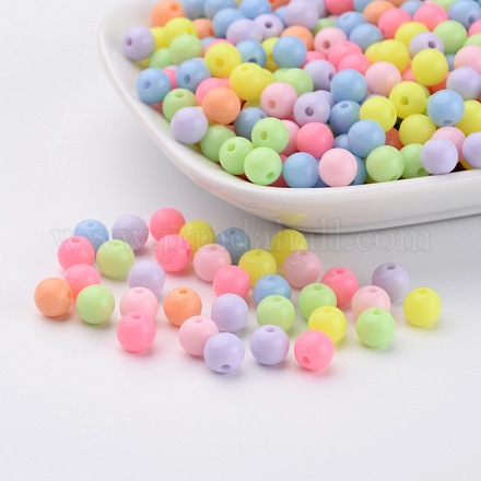 Couleur ronde solide perles acryliques opaques X-SACR-S037-M02-A-1
