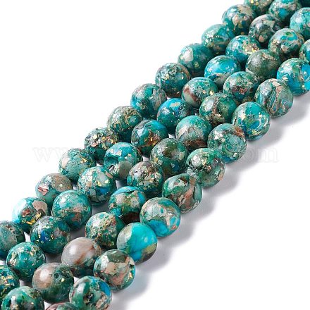 Brins de perles de jaspe impérial naturel et d'opale synthétique assemblés G-K317-A09-01-1