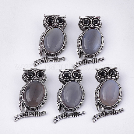 Natural Grey Agate Brooches/Pendants G-S353-05B-1