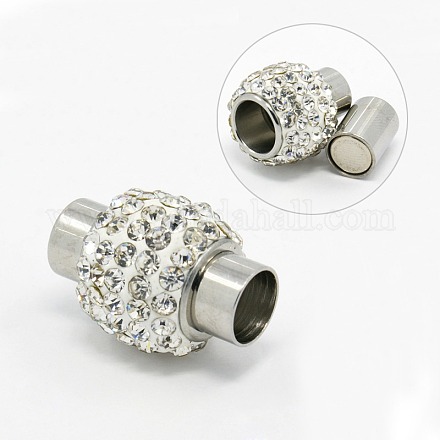 304 Stainless Steel Polymer Clay Rhinestone Magnetic Clasps STAS-N010-02P-NF-1