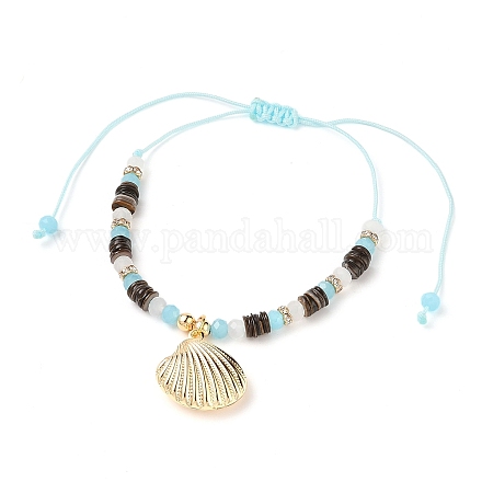 Bracelets de perles tressées en fil de nylon ajustable BJEW-JB05579-03-1