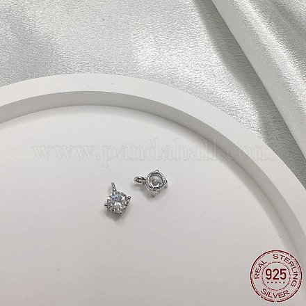 925 micro pavè di ciondoli in argento sterling placcato rodio con zirconi trasparenti STER-P054-11B-P-1