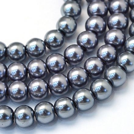 Backen gemalt pearlized Glasperlen runden Perle Stränge HY-Q003-4mm-12-1