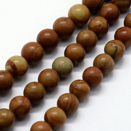 Chapelets de perles en pierre en bois naturel G-I199-17-12mm-1