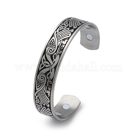 304 bracelet manchette magnétique en acier inoxydable BJEW-P307-01P-1