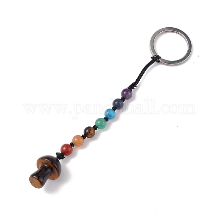 7 porte-clés en perles de pierres précieuses chakra KEYC-F036-01C-1