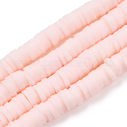 Flat Round Eco-Friendly Handmade Polymer Clay Bead Spacers X-CLAY-R067-4.0mm-27-1