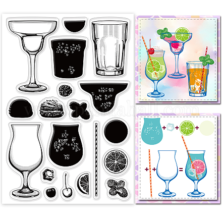 GLOBLELAND Layering Fruit Drink Background Clear Stamps Layered Wine Silicone Clear Stamp Seals for Cards Making DIY Scrapbooking Photo Journal Album Decoration DIY-WH0167-57-0005-1