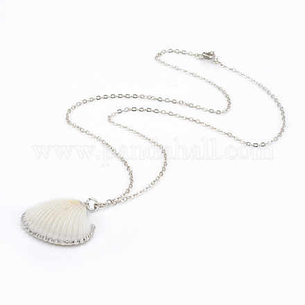 Electroplate Shell Pendant Necklaces NJEW-JN02281-02-1