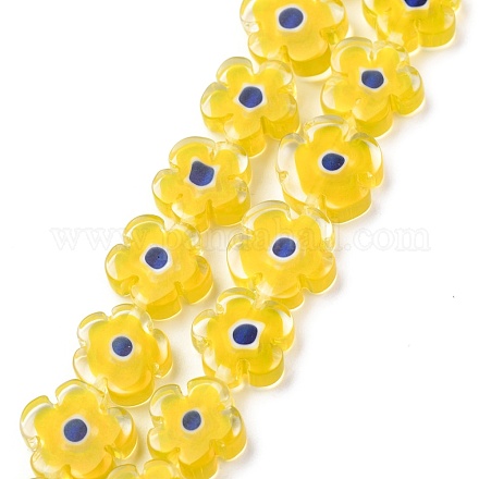 Chapelets de perle de millefiori en verre manuelles LAMP-J035-10mm-01-1