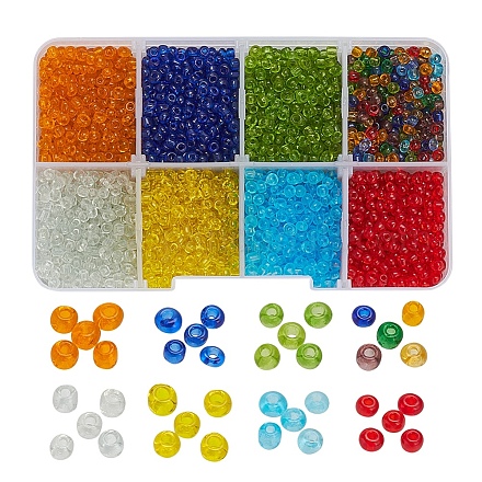 8 Colors Glass Seed Beads SEED-YW0001-55-1