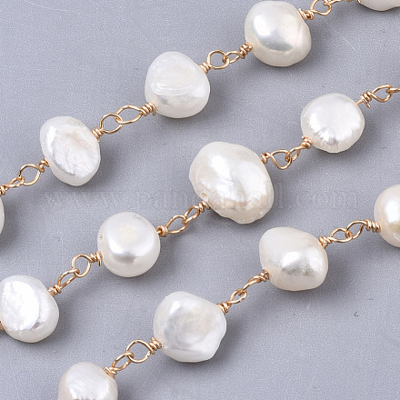 Chaînes de perles de perles d'eau douce naturelles faites à la main de 3.28 pied X-CHC-S010-001-1