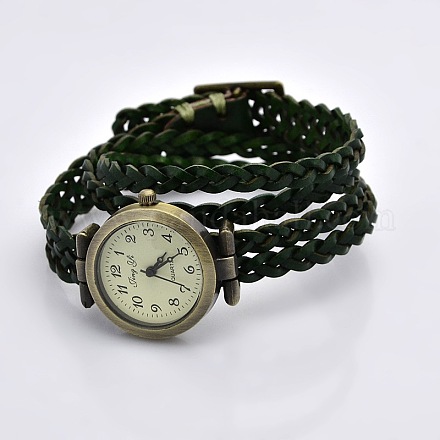 Cuir tressé de style wrap mode chiffres arabes regardent bracelets WACH-G013-07-1