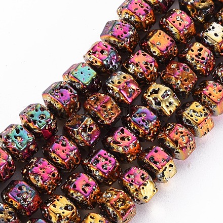 Electroplated Natural Lava Rock Beads Strands G-T114-72A-1