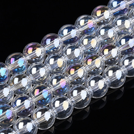 Electroplate transparentes abalorios de vidrio hebras GLAA-T032-T6mm-AB13-1