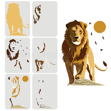 FINGERINSPIRE Tribal Lion Stencil for Painting 11.7x8.3inch Large Lion  Drawing Template Plastic PET Animal Theme Painting Stencil for DIY Crafts