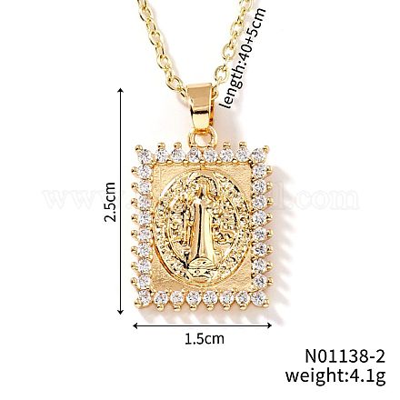 Блестящие латунные микропаве прозрачные кубические цирконии прямоугольные винтажные статуэтки кулоны ожерелья DN8896-2-1