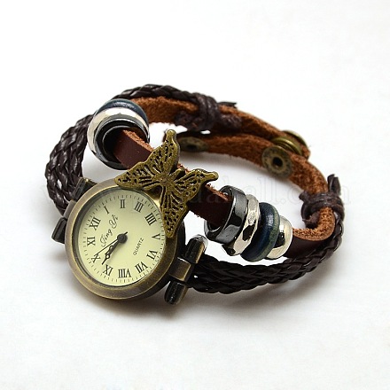 Fashionable Leather Waxed Cotton Cord Watch Bracelets WACH-M074-01-1