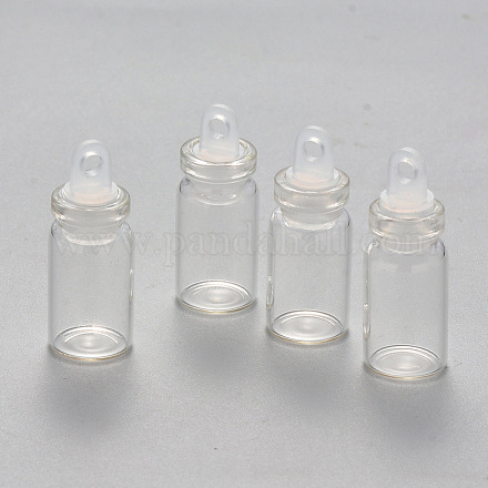 ガラスバイアル  プラスチックプラグ付き  希望のボトル  シードビーズ保管用  透明  28~29x11mm  穴：3mm  容量：1.5ml（0.05液量オンス） CON-N010-01-1