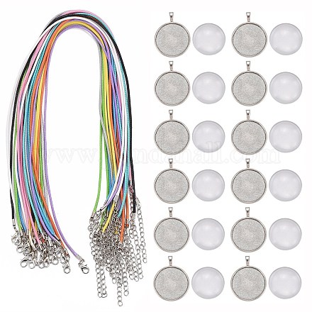DIY 20pcs transparentes klares Glas Daumenabdruck flache runde Halsketten-Kits DIY-ZZ0001-04-1