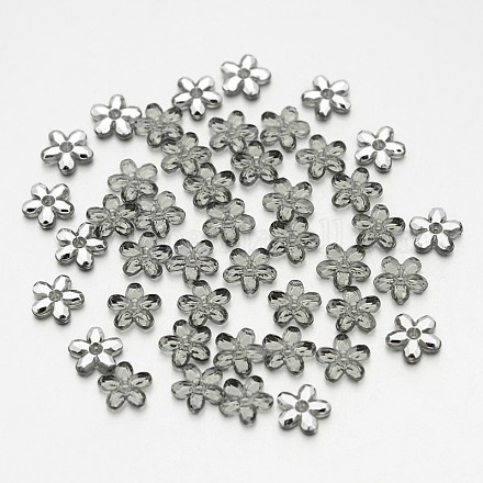 Back Plated Faceted Flower Taiwan Acrylic Rhinestone Beads ACRT-M05-10-09-1
