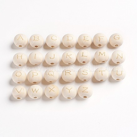 Natural Unfinished Wood Beads WOOD-WH0100-30-1