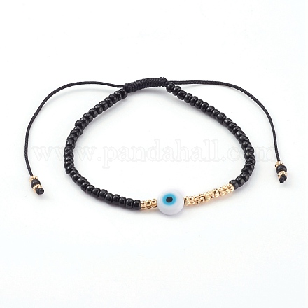 Verstellbare Nylonschnur geflochtenen Perlen Armbänder BJEW-JB06023-01-1