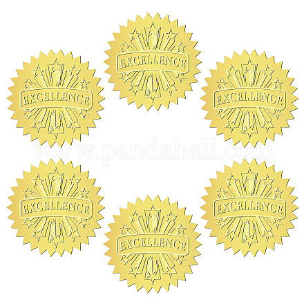 Craspire 144 pièces autocollants en relief feuille d'or étoile d'excellence certificat de 2 pouces sceaux officiels autocollant auto-adhésif étiquettes de décoration de médaille pour l'obtention du diplôme enveloppes de médaille diplômes récompenses DIY-WH0451-015-1
