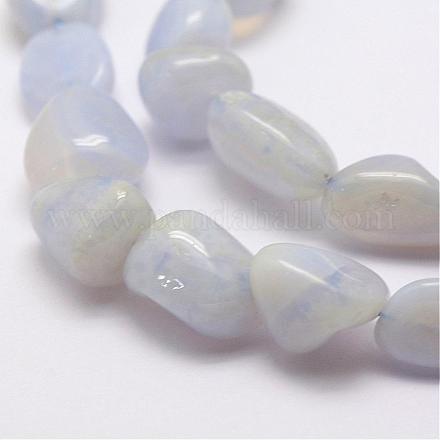 Calcédoine bleue naturelle chapelets de perles G-E381-05-1