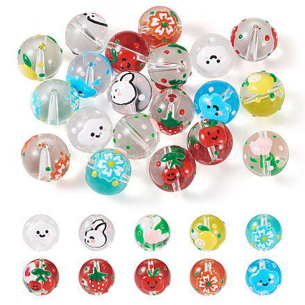 Pandahall 20 pz 10 colori perle di vetro trasparente LAMP-TA0001-08-1