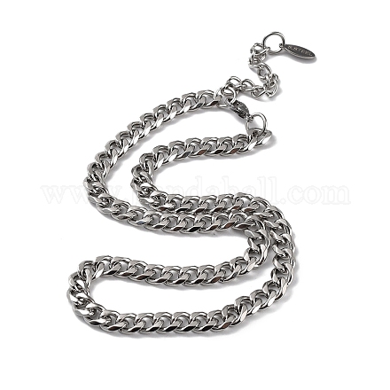 304 collier chaîne à maillons cubains taille diamant en acier inoxydable NJEW-D045-09P-1
