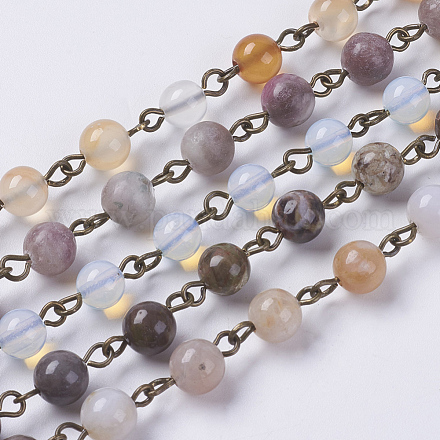 Natural/Synthetic Gemstone Beaded Chains AJEW-JB00399-1