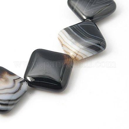 Natural Striped Agate/Banded Agate Beads Strands G-G322-22x22mm-05-1