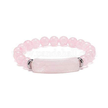 Bracelet extensible en perles de quartz rose naturel BJEW-JB08879-07-1