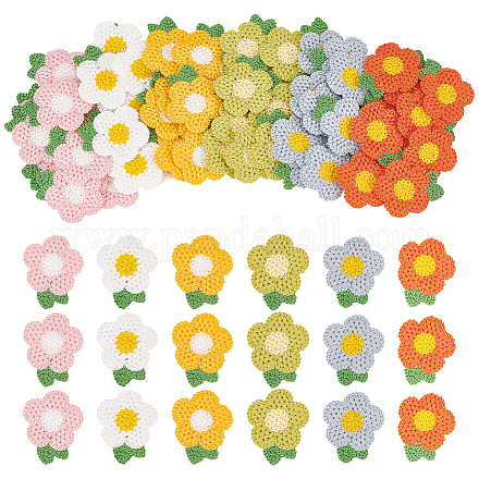 60 Stück 6 Farben Häkelblumenapplikationen DIY-FG0004-49-1