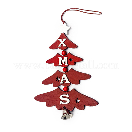 Weihnachtsbaum mit wort weihnachten kreative hölzerne glockentür hängende dekorationen LETT-PW0002-64B-1