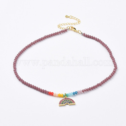 Colliers de perles de verre pendentifs NJEW-JN02562-03-1