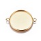 Ion Plating(IP) 304 Stainless Steel Cabochon Connector Settings, Plain Edge Bezel Cups, Flat Round, Golden, Tray: 25mm, 34x26.8x2mm, Hole: 2.2mm