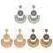 3 Pairs 3Colors Alloy Moon with Flower Chandelier Earrings, Long Drop Earrings, Mixed Color, 69~69.5x37mm, 1 Pair/color