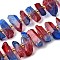 Electroplated Natural Quartz Crystal Beads Strands, Faceted, Dyed, Nuggets Stick, with Seed Beads, Red, 11~25x3~9x4~10mm, Hole: 1~1.2mm, about 19~26pcs/strand, 7.09~7.48''(18~19cm)