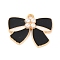 Alloy Enamel Pendants, with Plastic Imitation Pearls, Bowknot Charm, Golden, Black, 17x22x3mm, Hole: 1.6mm, 10pcs/set