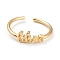 Constellation/Zodiac Sign Brass Cuff Rings, Open Rings, Real 18K Golden Plated, Libra, US Size 7 1/4(17.5mm), word: 11x5mm