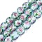 Luminous Handmade Lampwork & Glitter Powder Beads Strands, Round, with Inner Flower, Glow in the Dark, Light Cyan, 9.5~10mm, Hole: 1~1.6mm, about 40pcs/strand, 13.78~14.37 inch(35~36.5cm)
