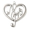 Anti-Tarnish 304 Stainless Steel Pendants, Heart with Musical Note Charm, Stainless Steel Color, 44x40x2mm, Hole: 3mm