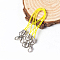 Mobile Straps, with Polyester String and Alloy Findings, Yellow, 70mm