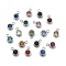 304 Stainless Steel Charms, with Rhinestone, Flat Round, Polishing, Stainless Steel Color, Mixed Color, 9x6.5x3.5mm, Hole: 2mm