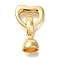 Brass Fold Over Clasps, Heart, Real 18K Gold Plated, 21.5mm, Heart: 21.5x12.5x3mm, Clasp: 14.5x7x7mm