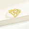 Brass Alphabet Adjustable Rings for Women, with Heart, Letter H, 17mm, US Size 6 1/4(16.7mm)
