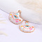 Alloy Enamel Pendants, Golden, Fan Charm, Evil Eye, 22x25mm